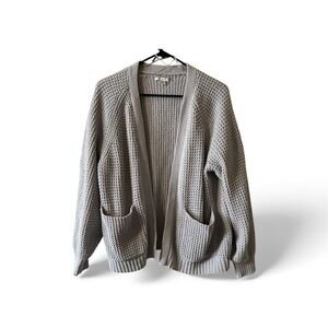 American Eagle Outfitters Light Gray Knit Oversized Sweater